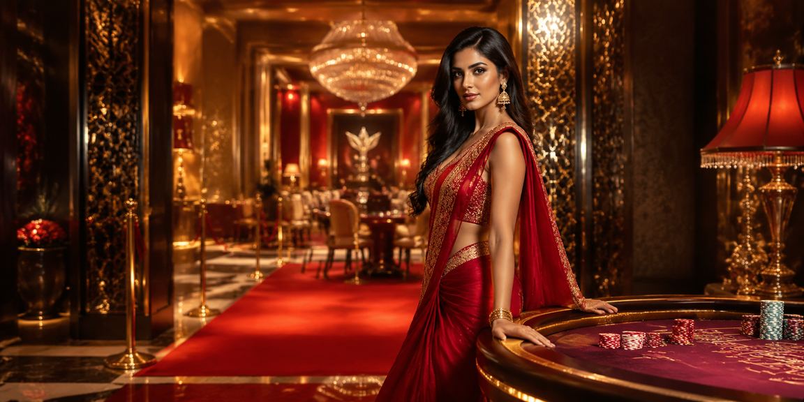 Indian casino betting with red and gold vibrant decor