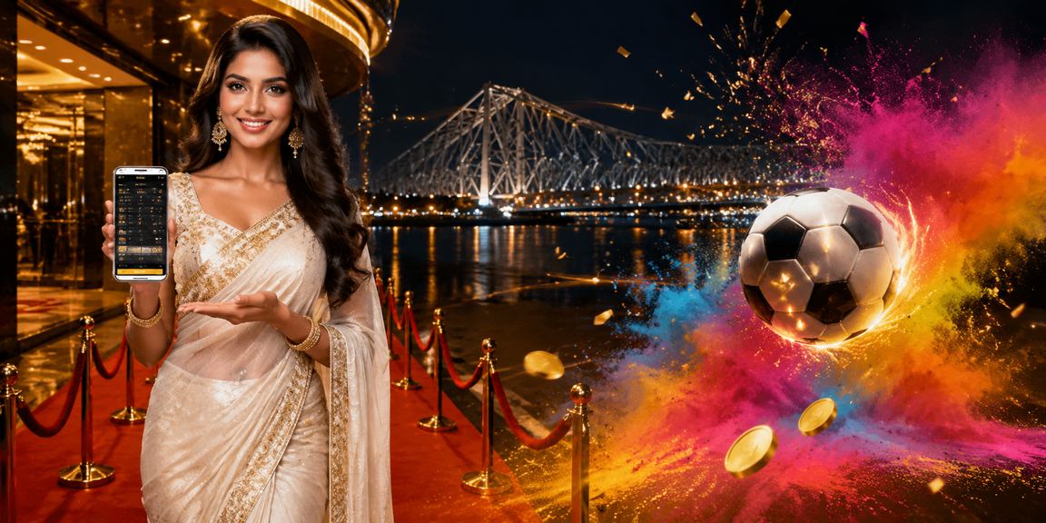 Kolkata Howrah bridge football betting scene with woman in saree